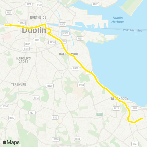 Dublin Bus Monkstown Avenue - Heuston Station map