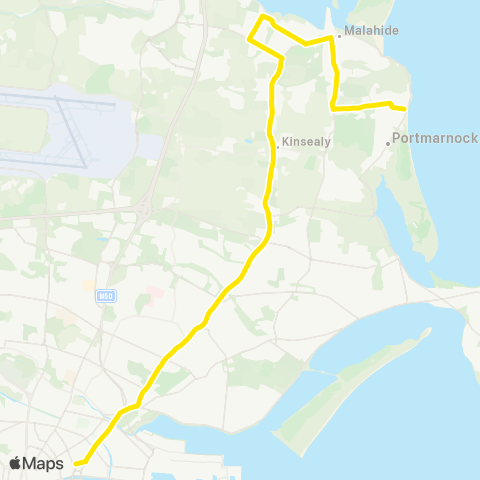 Dublin Bus Sand's Hotel Portmarnock - Eden Quay map