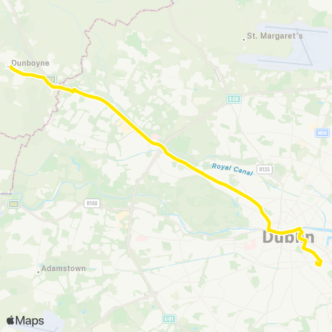 Dublin Bus Dunboyne - Burlington Rd map