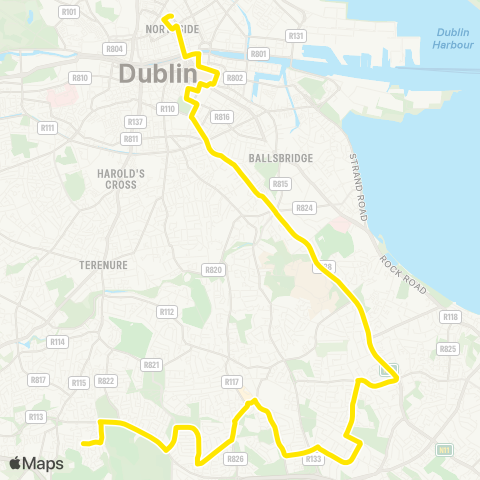 Dublin Bus Whitechurch - Parnell Square map