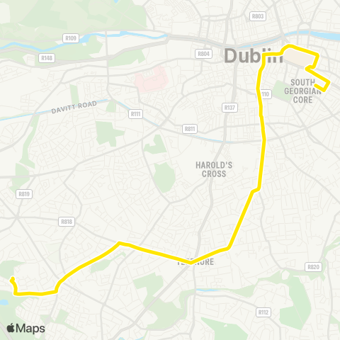 Dublin Bus Merrion Square - Limekiln Avenue map