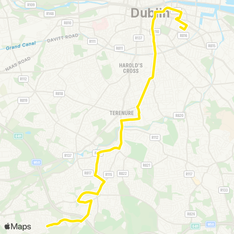 Dublin Bus Merrion Square - Stocking Avenue map