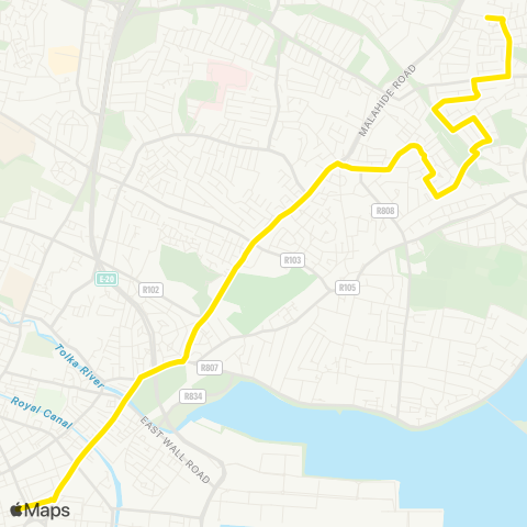 Dublin Bus Blunden Drive - Eden Quay map