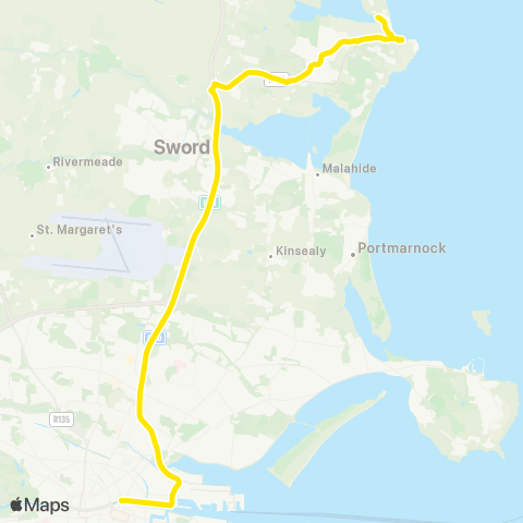 Dublin Bus Portrane - St Stephens Green map