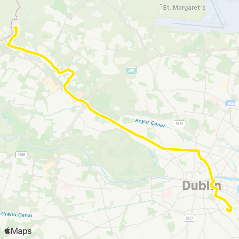 Dublin Bus Damastown via Ballycoolin Ind Est - Burlington Rd map