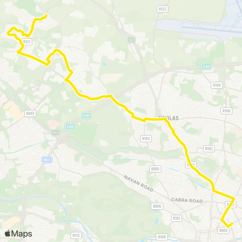 Dublin Bus Tyrrelstown - Parnell Street map