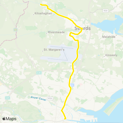 Dublin Bus Rolestown - Lower Abbey Street map