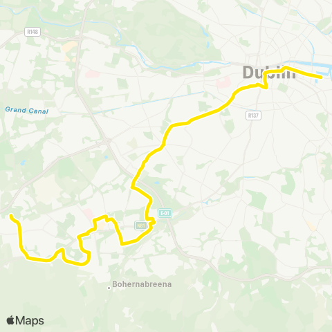 Dublin Bus Citywest - Ringsend map