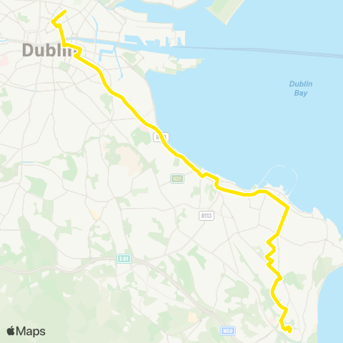 Dublin Bus Loughlinstown - Mountjoy Sq map