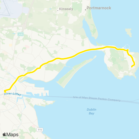 Dublin Bus Howth Summit - Lower Abbey Street map