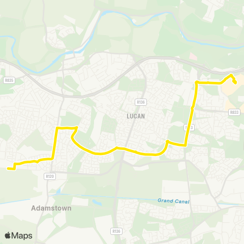 Dublin Bus Liffey Valley - Adamstown Station map