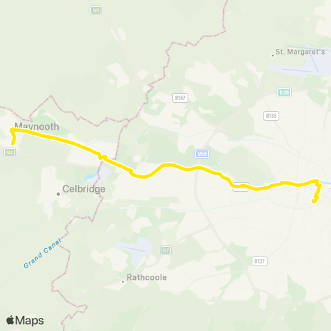 Dublin Bus Maynooth - Louisa Bridge - Leeson St Lower map