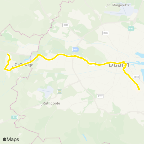 Dublin Bus Salesian College - Aghards Rd - UCD map