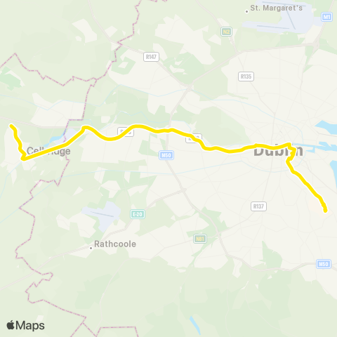 Dublin Bus Salesian Coll - Celbridge Main St - UCD map