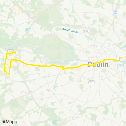 Dublin Bus Liffey Valley SC - Spencer Dock map