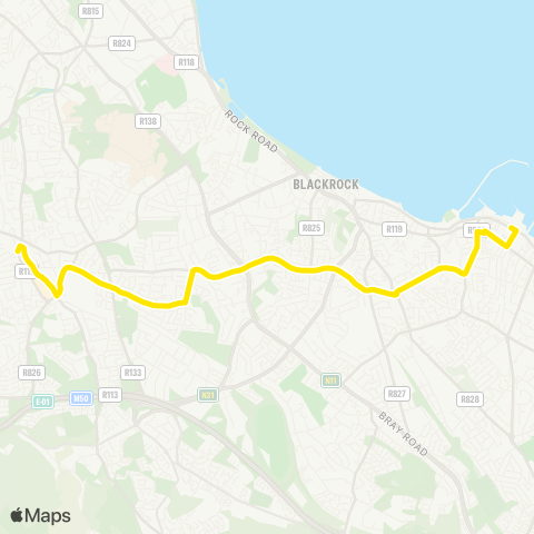 Dublin Bus Dun Laoghaire - Dundrum Town Centre map