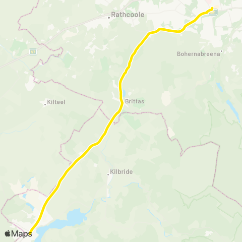 Dublin Bus Route 65A Tallaght Sq - Blessington map