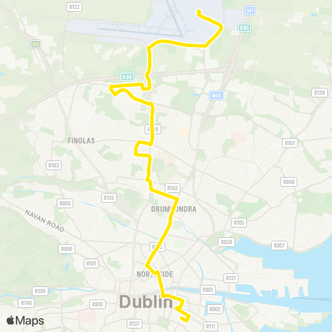Dublin Bus Parnell Square West - Dublin Airport map