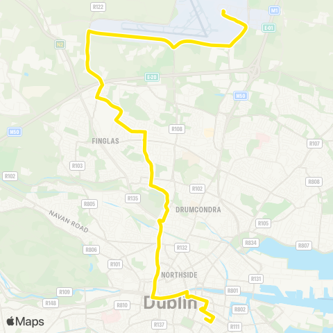 Dublin Bus Merrion Square - Dublin Airport map