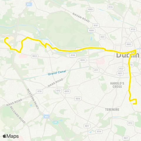 Dublin Bus Liffey Valley SC - Palmerston Park map