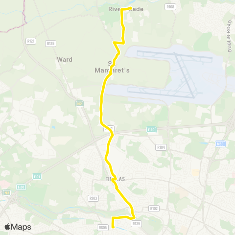 Dublin Bus Broombridge Luas - Toberburr map