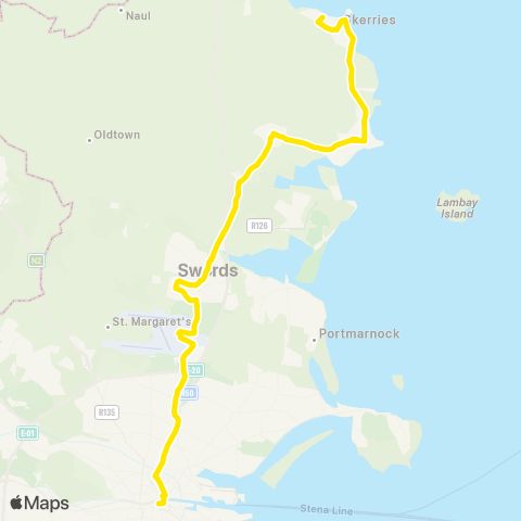 Dublin Bus Nitelink Westmoreland Street - Balbriggan map