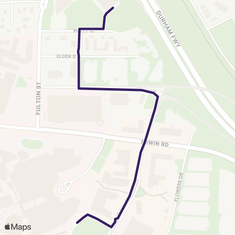 Duke Transit H 2: Hospital Loop North to South map