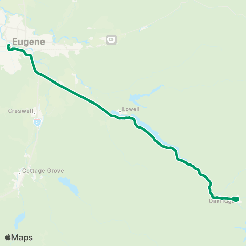 Diamond Express Oakridge - Eugene / Springfield map
