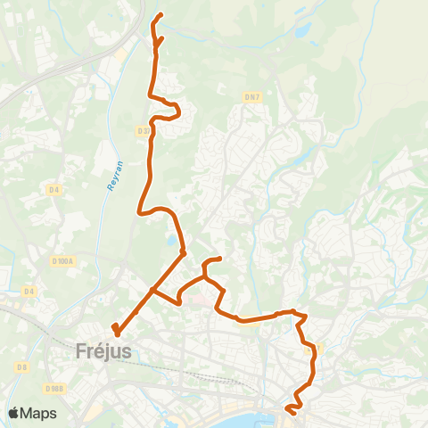 Le Bus St-Raphaël Gare rout. - Fréjus Gare rout. - Domaine du Capitou map