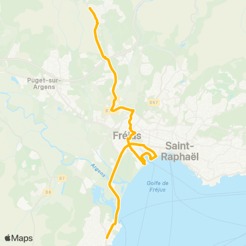 Le Bus St-Aygulf la Poste - Base Nature - Fréjus Gare rout. - Pin de la Lègue map