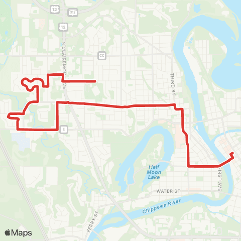Eau Claire Transit Express 1 map