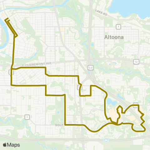 Eau Claire Transit Putnam Heights and Mall map