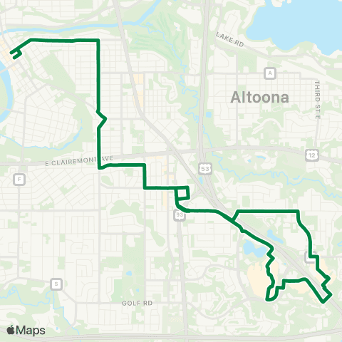 Eau Claire Transit Margaret and Mall map