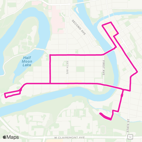 Eau Claire Transit UWEC Lower Campus map