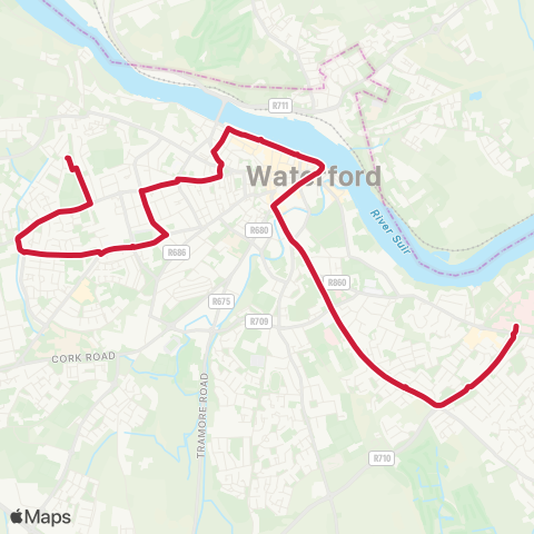 Bus Éireann Hospital - Oakwood map