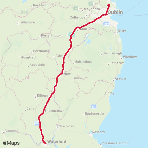 Bus Éireann Dublin Airport - Waterford map