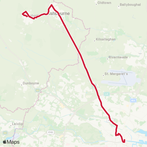 Bus Éireann Dublin - Ashbourne - Ratoath map