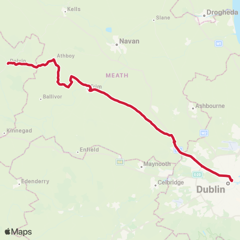 Bus Éireann Wilton Tce - Trim - Granard - Cavan map