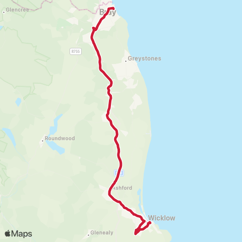Bus Éireann Bray - Wicklow map