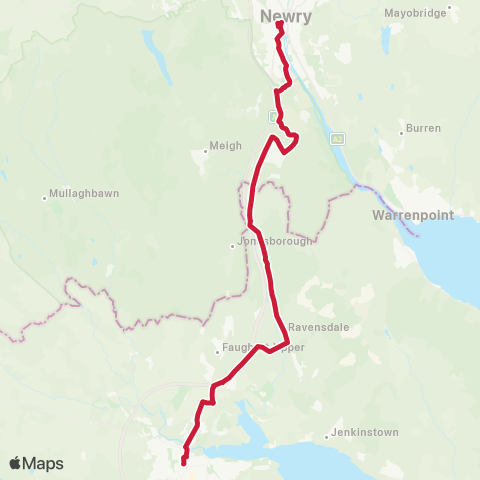 Bus Éireann Dundalk - Ravensdale - Newry map