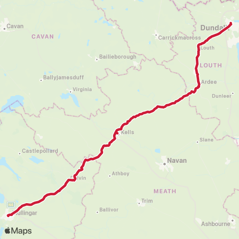 Bus Éireann Dundalk - Louth - Ardee map