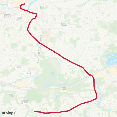 Bus Éireann Grange - Douglas - South Mall map