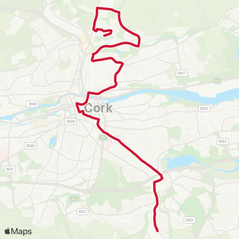 Bus Éireann Donnybrook - City Ctr - City Ctr - Glenheights map