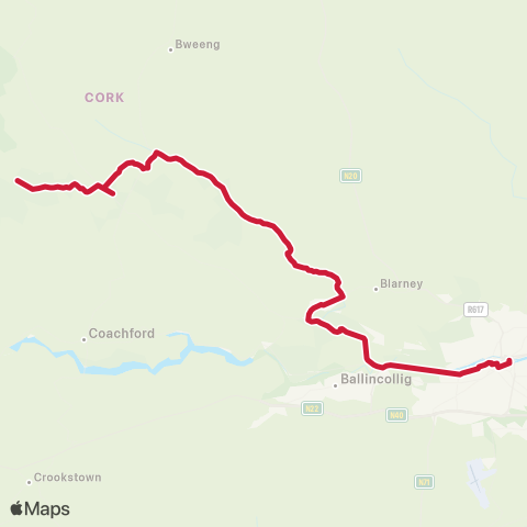 Bus Éireann Cork - Rylane - Stuake map