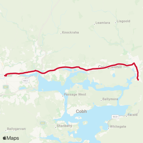 Bus Éireann Cork - Midelton - Ballincurra map