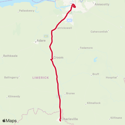 Bus Éireann Limerick - Charleville map