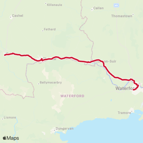 Bus Éireann Waterford - Cahir map
