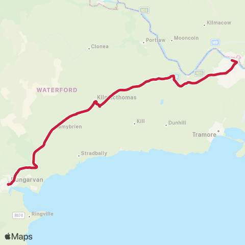 Bus Éireann Waterford - Dungarvan map