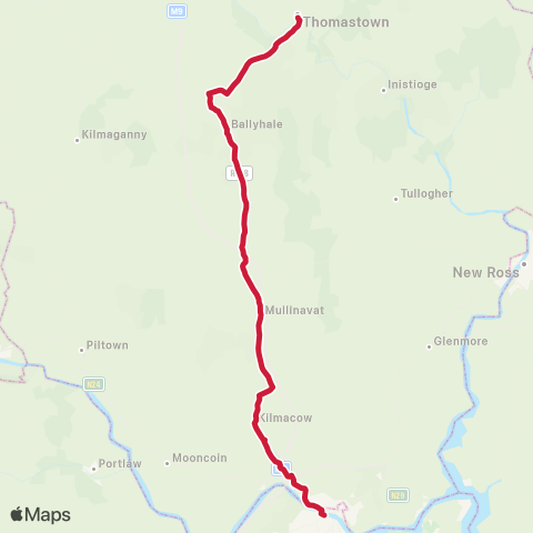 Bus Éireann Waterford - Thomastown map