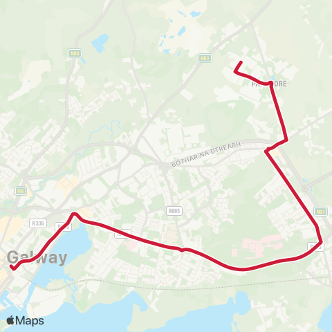 Bus Éireann Eyre Square - An Pháirc Mhór map